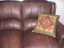 Thimbleberry LODGE Quilted Pillow on the Sofa