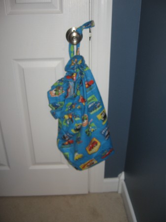 Catherine's Bag on the Doorknob!