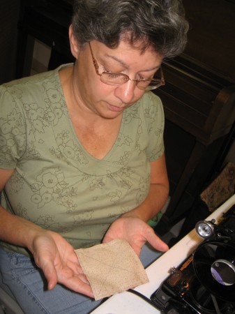 IMG_2802 Add the third fabric square - marked with an X