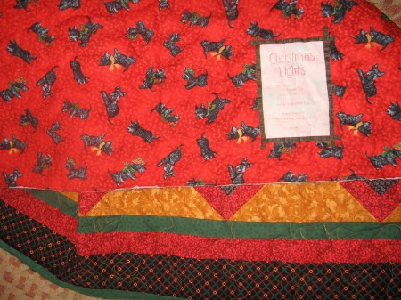 Back of Sara's Christmas Lights Quilt