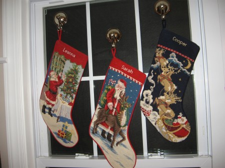 Some of our stockings hung from the window with care