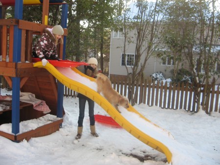 Grandangel Sarah and RUBY have fun on the slide!