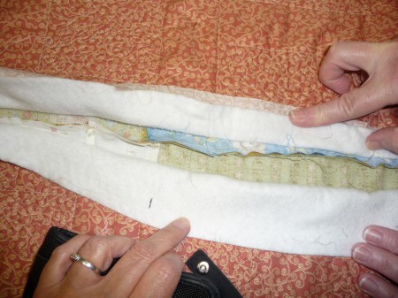 Attaching two quilted sections