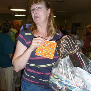 Bonnie and some UGLY FABRIC for her stash