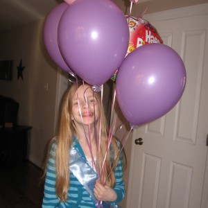 Leanna and her birthday balloons