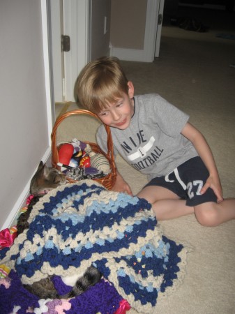 Cooper SHARES his blankie with Hannah Fay