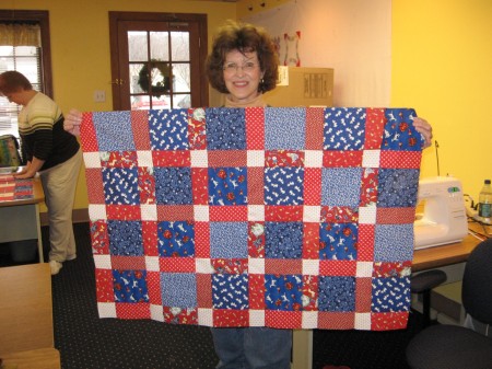 Marla with Sheddy's Split Nine Patch Baby Quilt