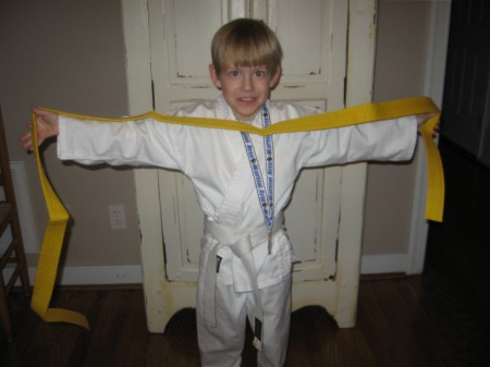 Cooper Earned his Yellow Belt in Karate
