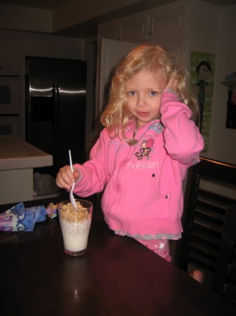 Shirley Anne learned to eat Cereal in a Glass