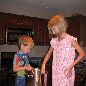 Cooper and Sarah Making PLAY DOUGH