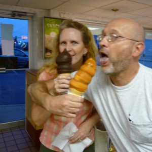 Fred and Elaine eating ice cream at the DAIRY QUEEN